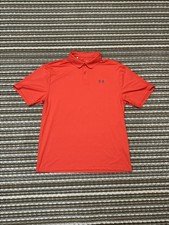Under Armour Playoff Polo Shirt Mens L Red Orange Performance Golf Stretch