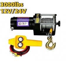 12V/24V Electric Winch Electric Hoist Truck Small Steel Wire Rope Crane 3000lbs