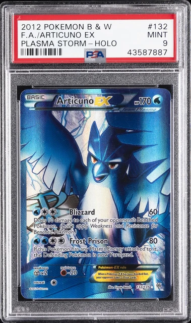 2013 POKEMON BLACK & WHITE PLASMA STORM #132 FULL ART/ARTICUNO EX PSA 9