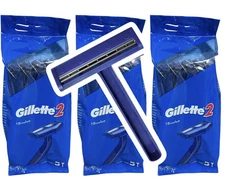 15 Authentic Gillette 2 Disposable Razors Twin Blade NO Lubrastrip 3 Packs Of 5