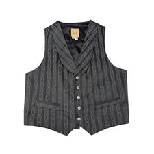 Wah Maker Frontier Clothing Mens Black Stripe Shawl Lapel Western Vest Size M