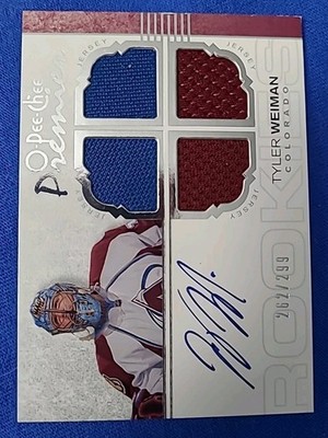 Tyler Weiman AVALANCHE 2007-08 O-Pee-Chee Premier Quad Jersey Autograph RC /299