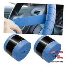 2pcs 16.4ft Car Steering Wheel Wrap Tape Non-slip Sweat Absorbent Self Blue