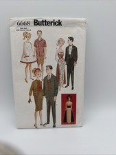 BUTTERICK PATTERN 11  1/2" FASHION DOLL VINTAGE 60'S CLOTHES 6668 UNCUT 2001