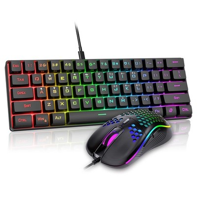 RedThunder 60% Gaming Keyboard and Mouse Combo, Ultra-Compact 61 Keys RGB Bac...