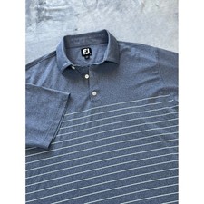 FootJoy Mens Large Blue Heather Striped Short Sleeve Golf Polo Shirt FJ Large