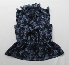 Banana Republic Womens Petite Flutter Peplum Top JL3 Preppy Navy Size 2XS Petite