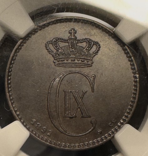 DENMARK, Christian IX, 1892 CS 2 Ore (2O) NGC MS61 BN Low Mintage Key Date - Picture 3 of 7