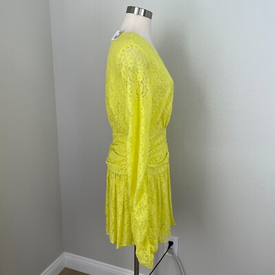 NEW Endless Rose Womens Medium Lace Ruched Dress In Bright Yellow | eBay