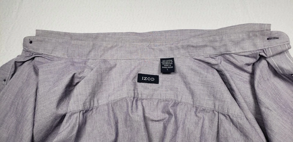 Camisa de Vestir Izod Para Hombres XL XLarge Púrpura Manga Larga Abotonada Algodón Informal Foto 4 de 4