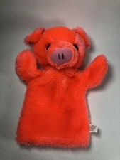 Rhode Island Novelty Plush Pig Puppet Bright Orange Pink Nose 10” Stuffed Animal