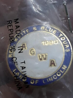 Vtg AGWA Motorcycle American Red White Blue Tour Land Of Lincoln IL Pin