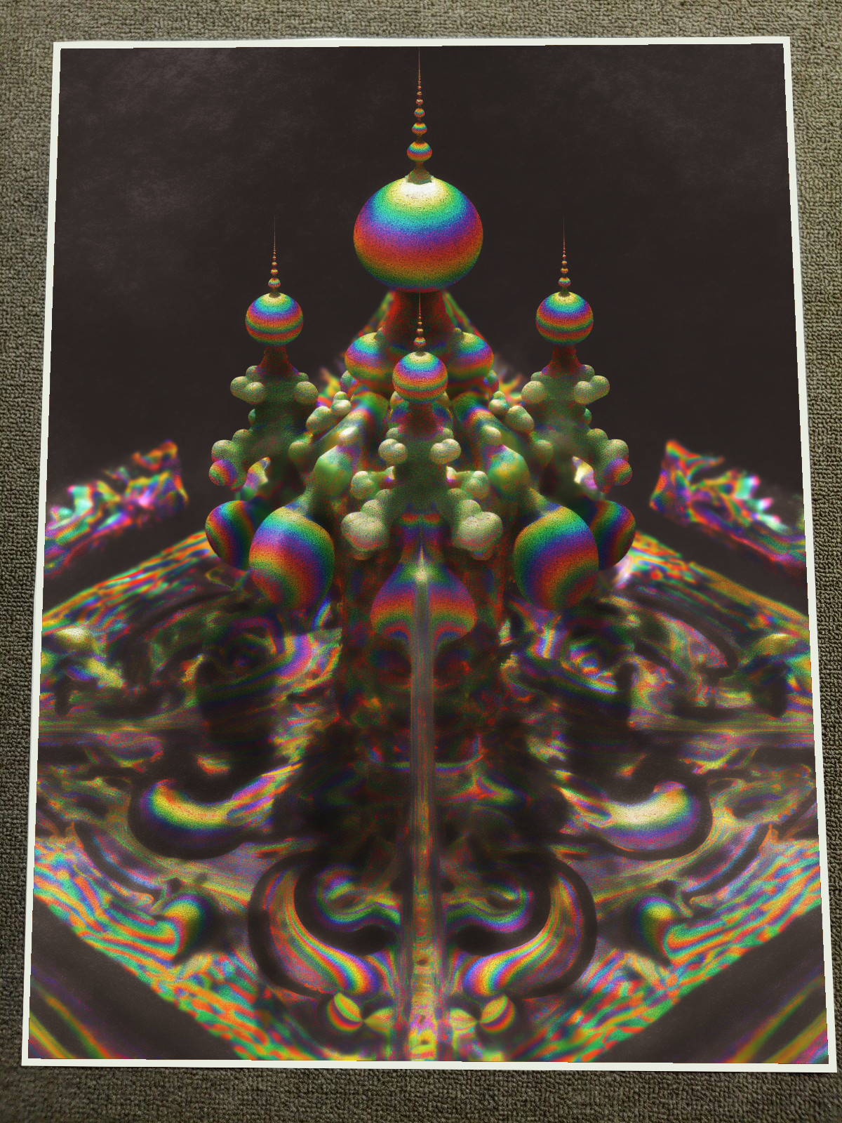 Psychedelic Orb Towers, Digital Fantasy Poster 18x24in