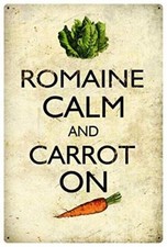 Metal Tin Signs Romaine Calm Carrot Home Decor Decorative Wall Sign Plaque...