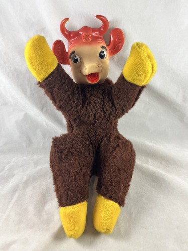 Borden Elsie The Cow Mascot Rubber Face Stuffed Animal Plush 15” Vintage 1950s