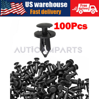 100-Pack Black Nylon Fender Clip Screws / Body Rivets For Polaris Ranger & ATVs – Replaces 90653-HC4-900, 7661855