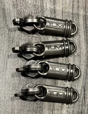 Lot of 4 Tumi Replacement Sliders Zipper Pulls Pull Tabs Brushed Nickel (7)