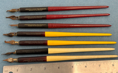 7 Vintage L & C Hardtmuth No 113 1/2 Germany Holz Füllfederhalter Kalligraphie Dip Stifte