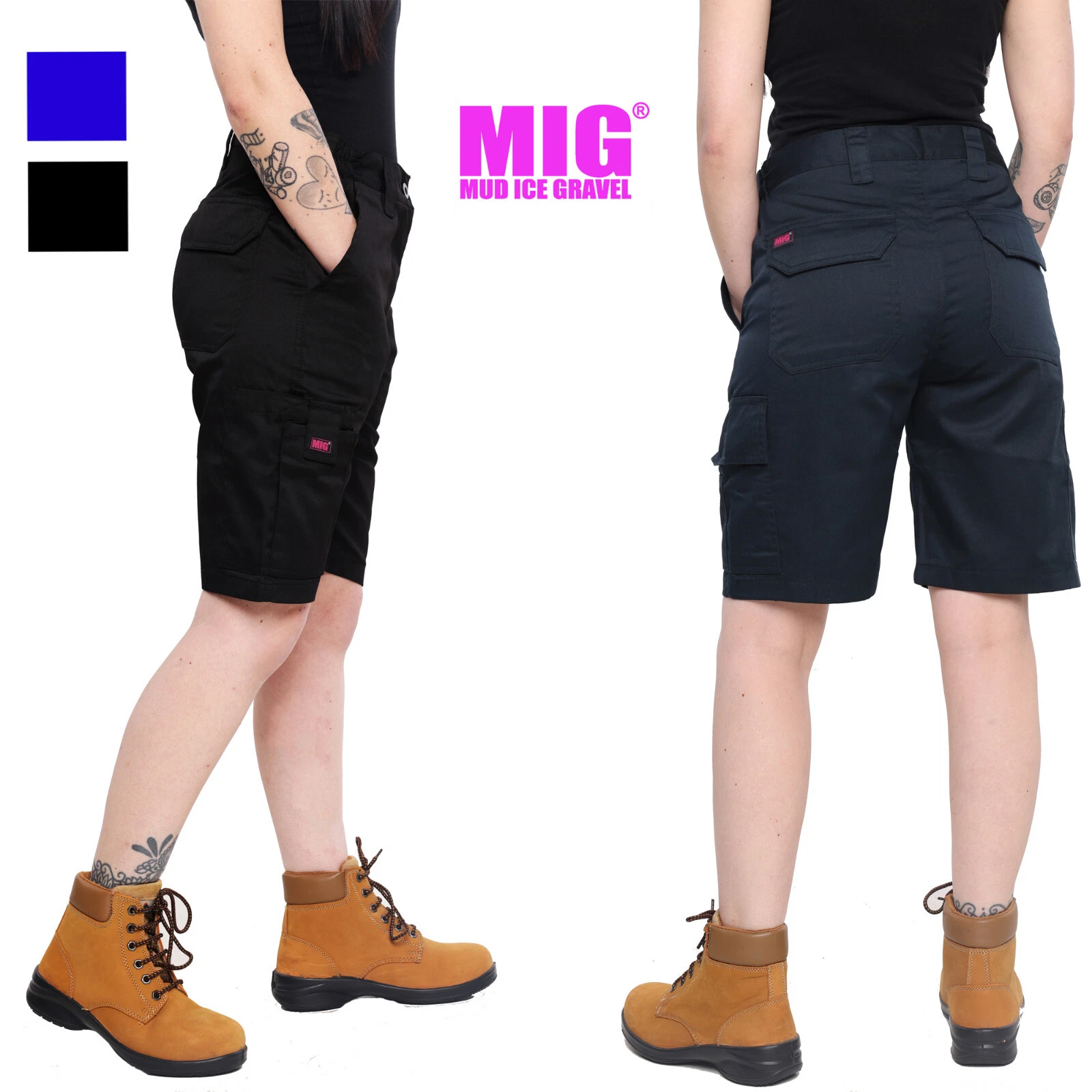 Ladies Cargo Combat Work Shorts Size 8 to 20 By MIG - WOMENS WORKWEAR SHORTS