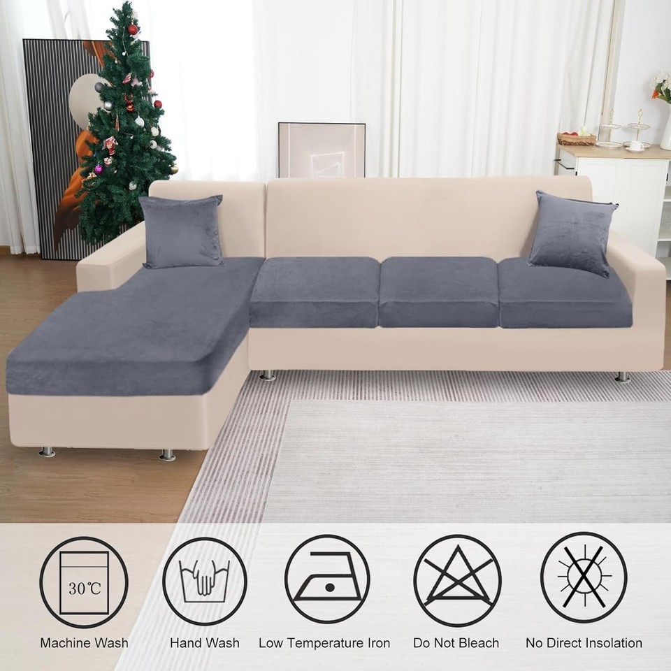 Sectional Sofa Cover for 4 Piece Velvet Cushions, L Shape Sofa Cover eBay