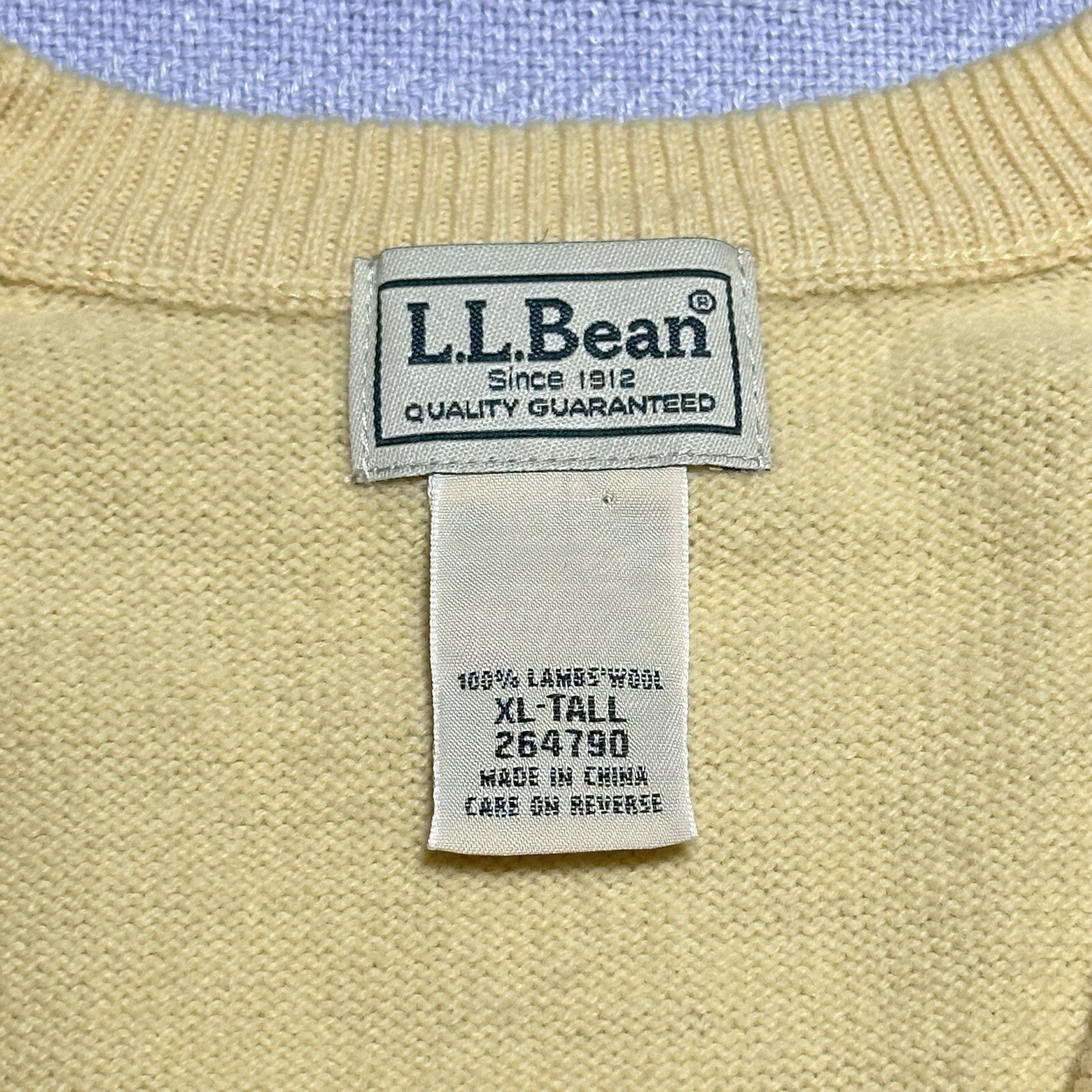 LL Bean Lambs Wool Solid Yellow Pullover Sweater … - image 5
