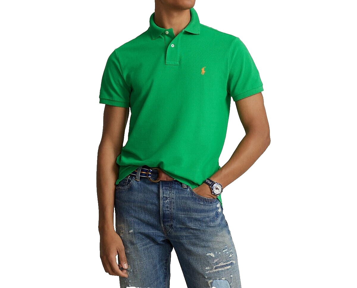 New Polo Ralph Lauren Polo Shirt Classic Fit Green Orange Polo