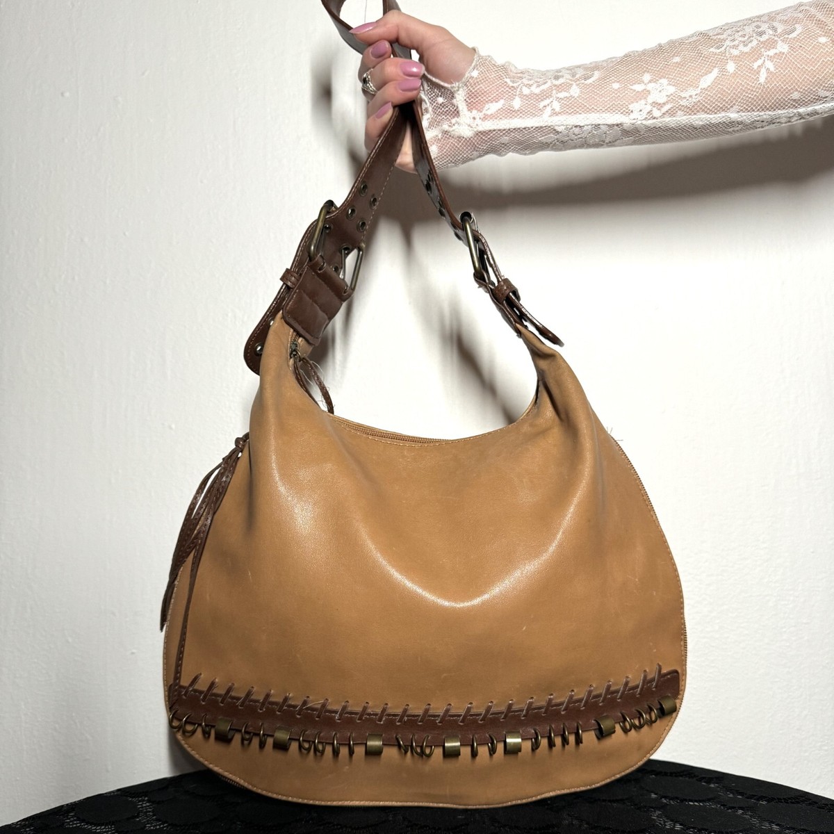 バッグ 00s y2k punk shoulder bag brown HYPE Shoulder Bag brown camel real genuine leather vintage