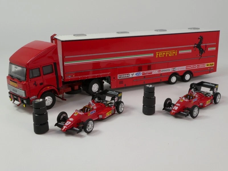 Brumm Old Cars Fiat Iveco 190 Ferrari F1 C4 race transporter set 1984 1/43 RTS08 - Immagine 3 di 4