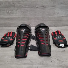 RIDBIKER Motorcycle Knee Shin Guard And Gloves Set Size Medium M Sc-33