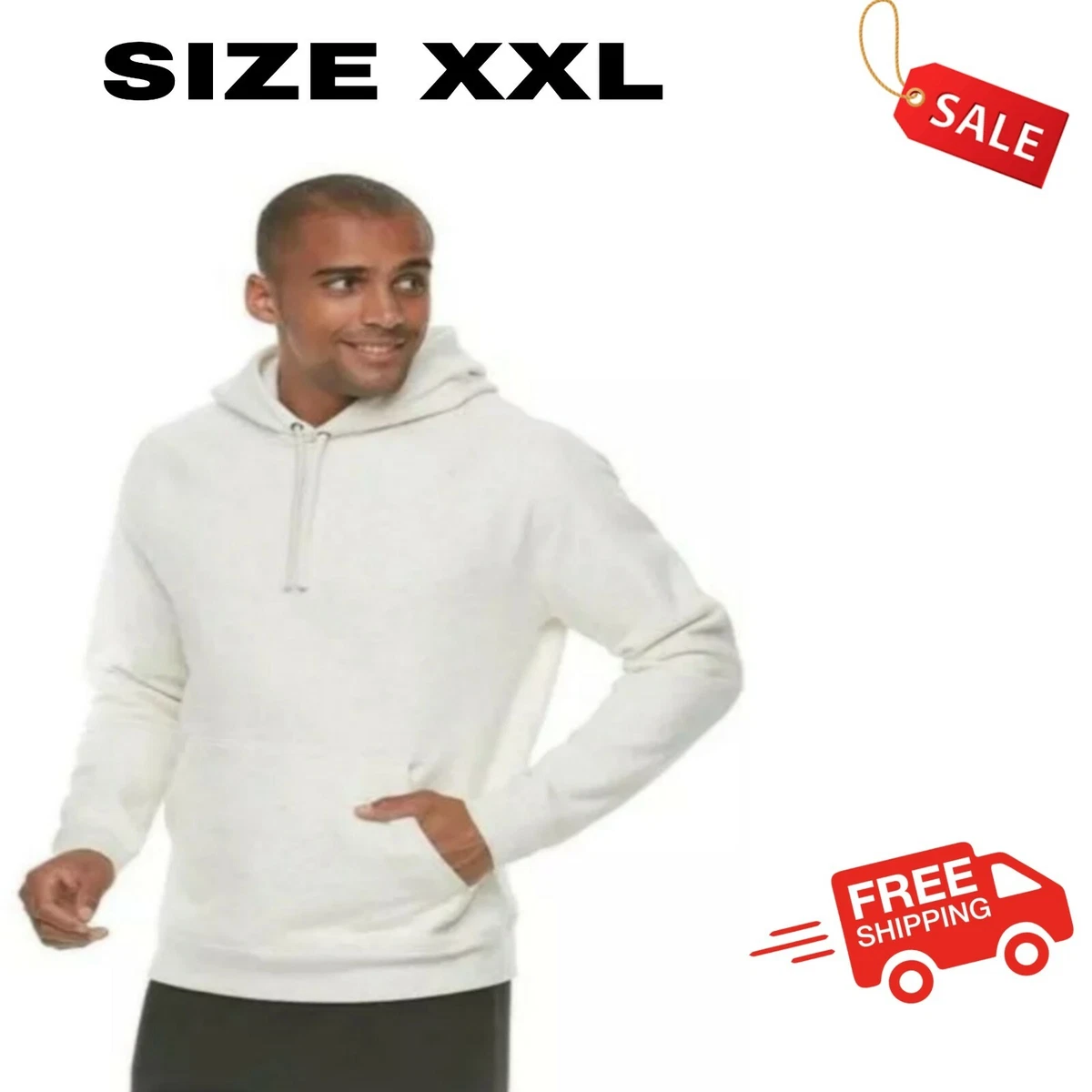 New man hoodie Tek Gear Men's Ultra Soft Fleece Pull-Over Hoodie OATMEAL  XXL