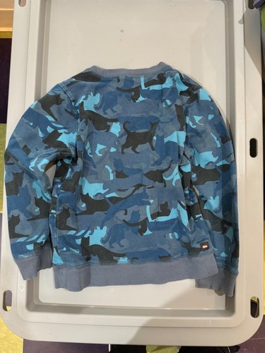 Tea Collection boys camouflage cat sweatshirt blue size 6 - Picture 3 of 3