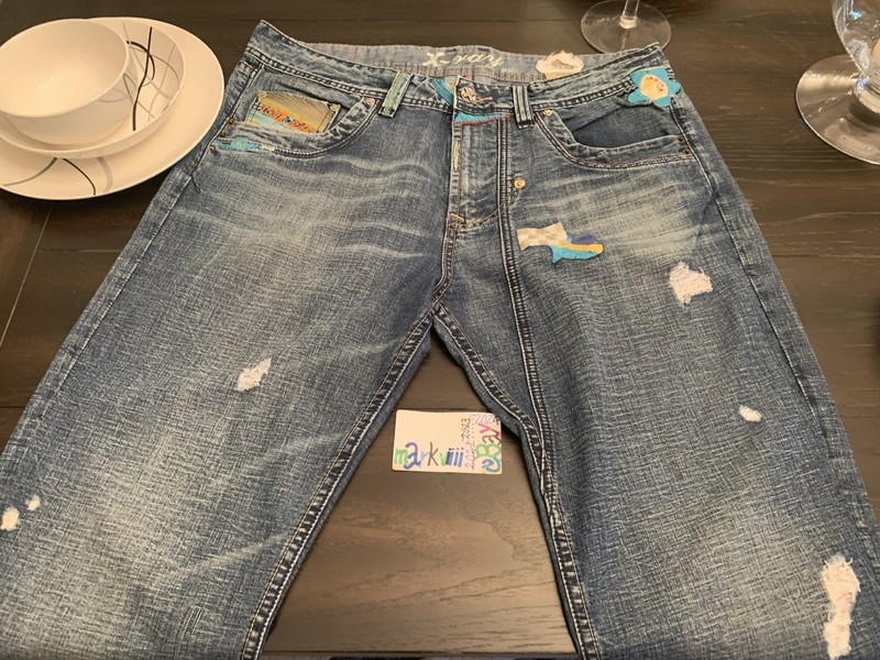 X-RAY JEANS XRAY Men’s 38 PURPLE Vintage Studded Embroidered Distressed