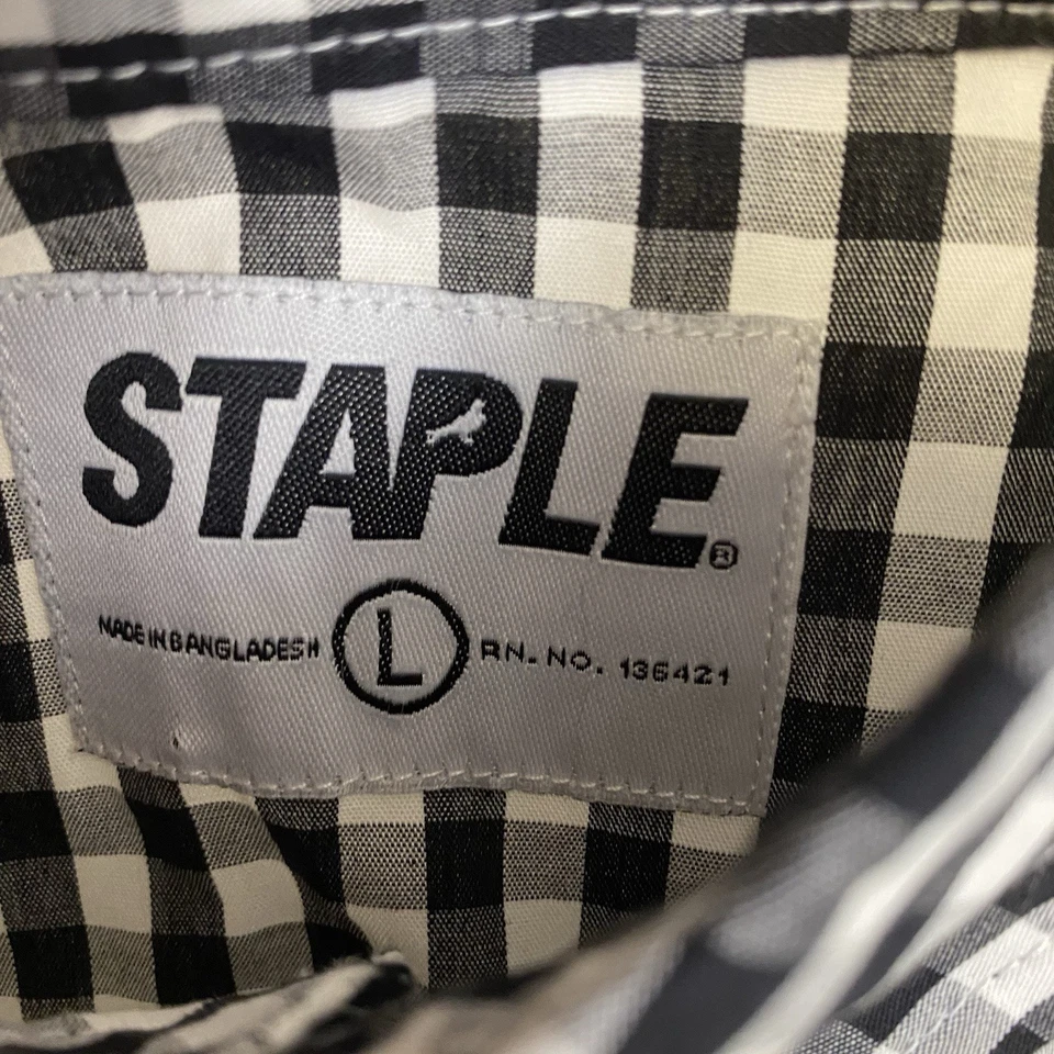 Camisa Staple Para Hombre Talla Grande Negra Paloma Guinga Abotonada Manga Larga Foto 3 de 4