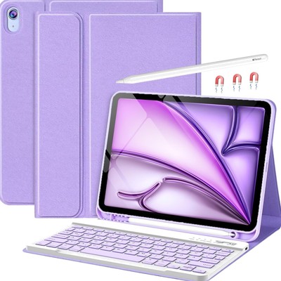 iPad Air 11'' Tastatur Schutzhülle mit Stylus Halter und starker Akkulaufzeit