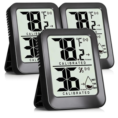 3 Pack Room Thermometer Indoor Hygrometer Digital Mini Humidity Meter Gauge with