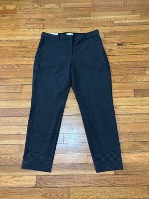 H&M Womens Pants Plus Sz 18 Gray Flat Front Plaid Ankle Career Slacks NWT NEW