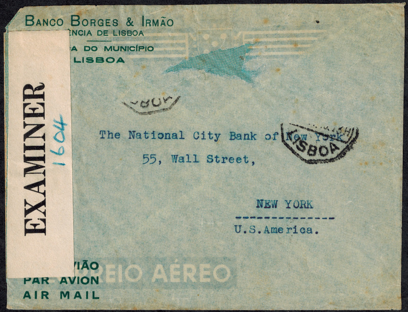 WWII 1940 Portugal Censor Cover w/ ULTRA RARE CL 10 TAPE & Blue Pencil 1604