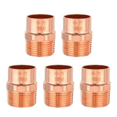 (Pack of 5) EFIELD 1-Inch Copper Male Adapter C x MNPT, LF Copper Plumbing Fitti