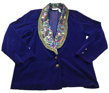 Victoria's Secret Womens Blazer Sz S Velvet Beaded Brocade Collar Long Sleeve