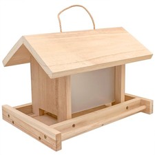 Hanging Wooden Bird Feeder Outdoor Large Capacity Wood Birdfeeder for Feeding ou