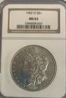 1902-O MORGAN SILVER DOLLAR ::: NGC MS-63 ::; 90% SILVER