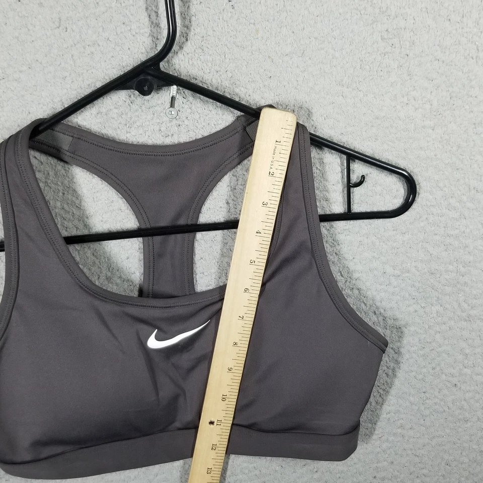 Sujetador deportivo Nike pequeño gris con logotipo de espalda deportiva para mujer gimnasio correr yoga top Foto 3 de 4