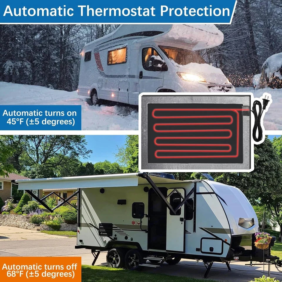 房车储罐加热器垫 120V,12"X18" 2 件房车保持罐加热器垫带自动 T — 第 2/4 张图片