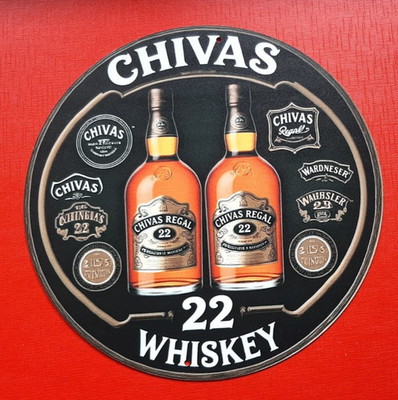 Metallschild Whisky Deko Chivas Regal 20 cm rund Neu