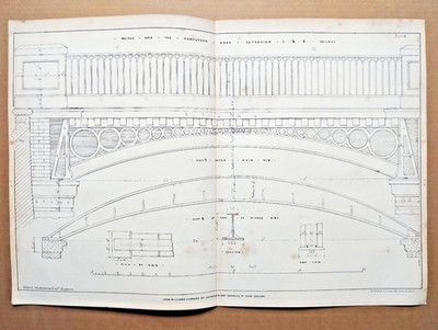 Design of Bridge: Hampstead Road Extention - L&B Railway - Antique Print - 1837