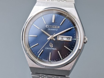 CITIZEN CRYSTRON 4-850769TA Blue Dial Quartz Day Date Men's Watch