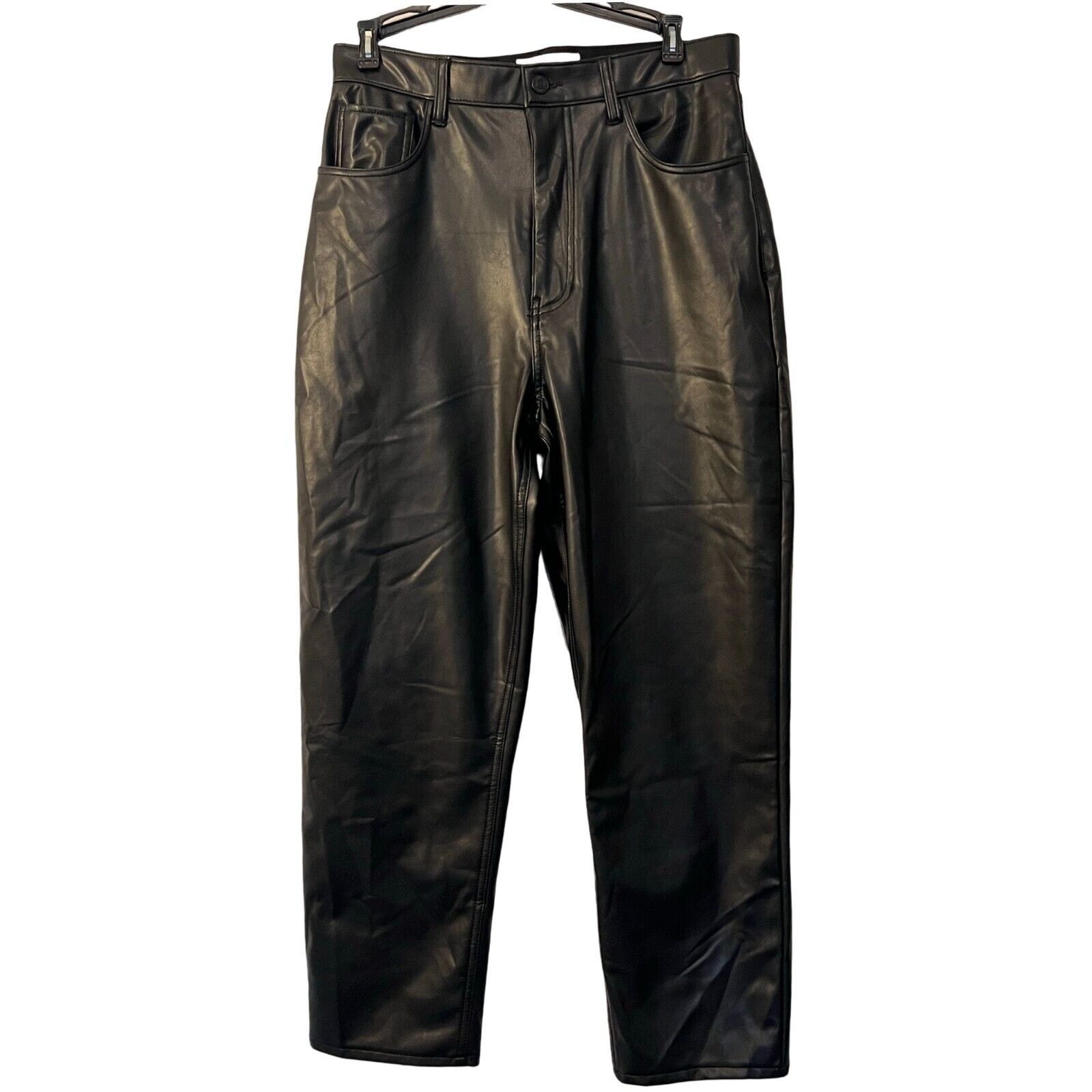 Abercrombie Fitch Vegan Leather Pants Size 10 Black Curve Love High Rise Straigh