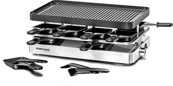 Raclette Grill 1200W 8 PfäNnchen Wendeplatte Antihaft Edelstahl 37X23Cm-image