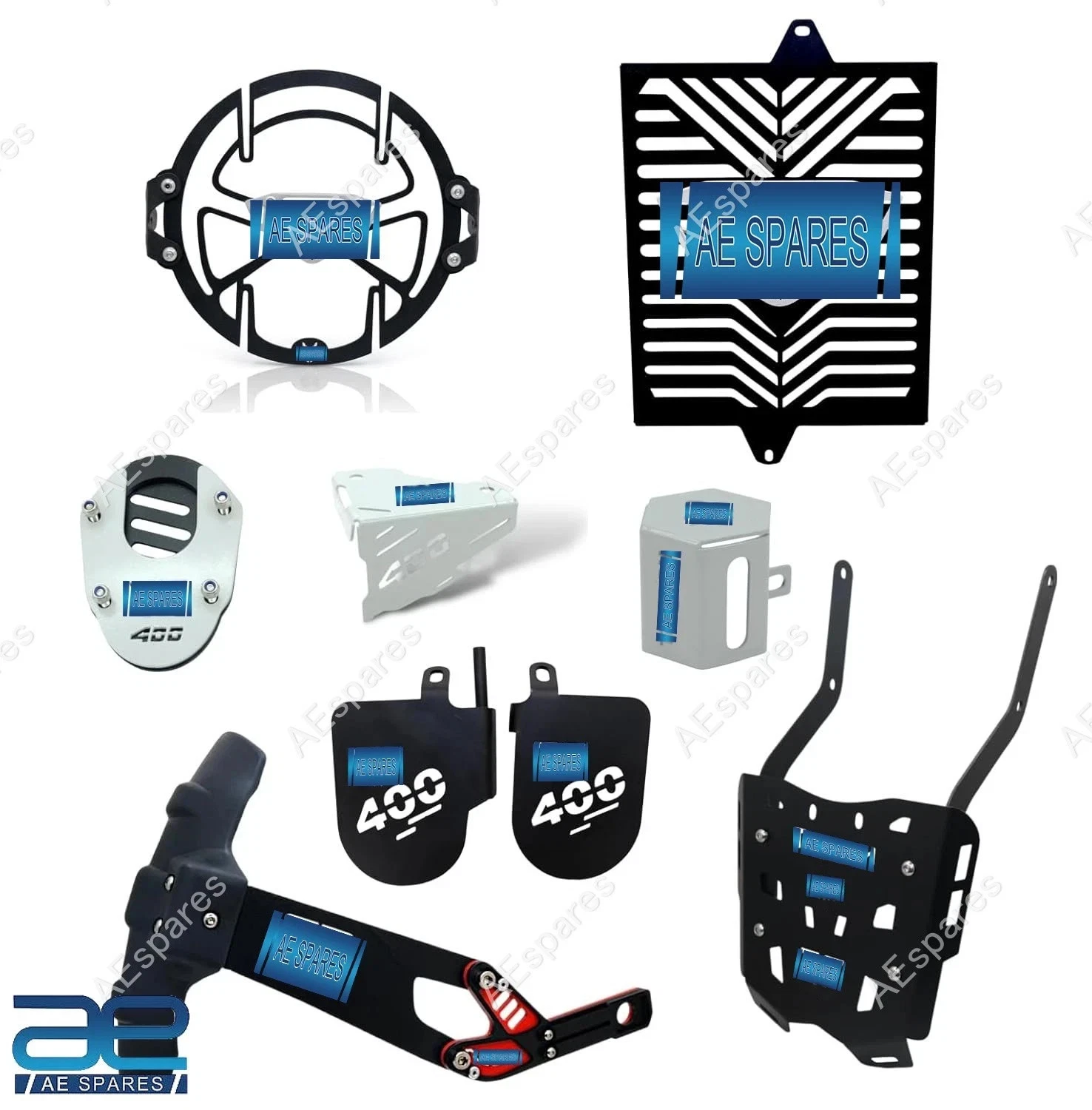 Protection Kit Accessories Combo 8 Pcs Black & Grey For Triumph Speed 400