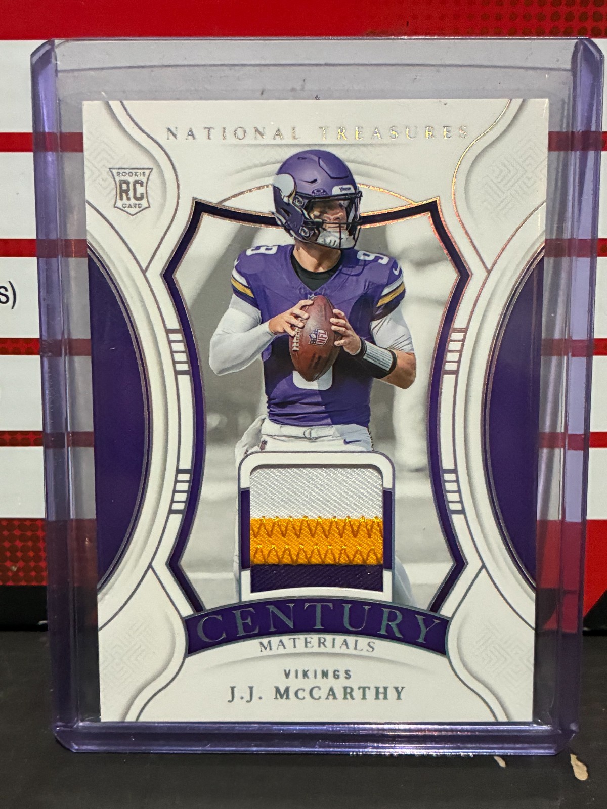 2024 Panini National Treasures JJ McCarthy Century Materials Silver /25 RC Patch